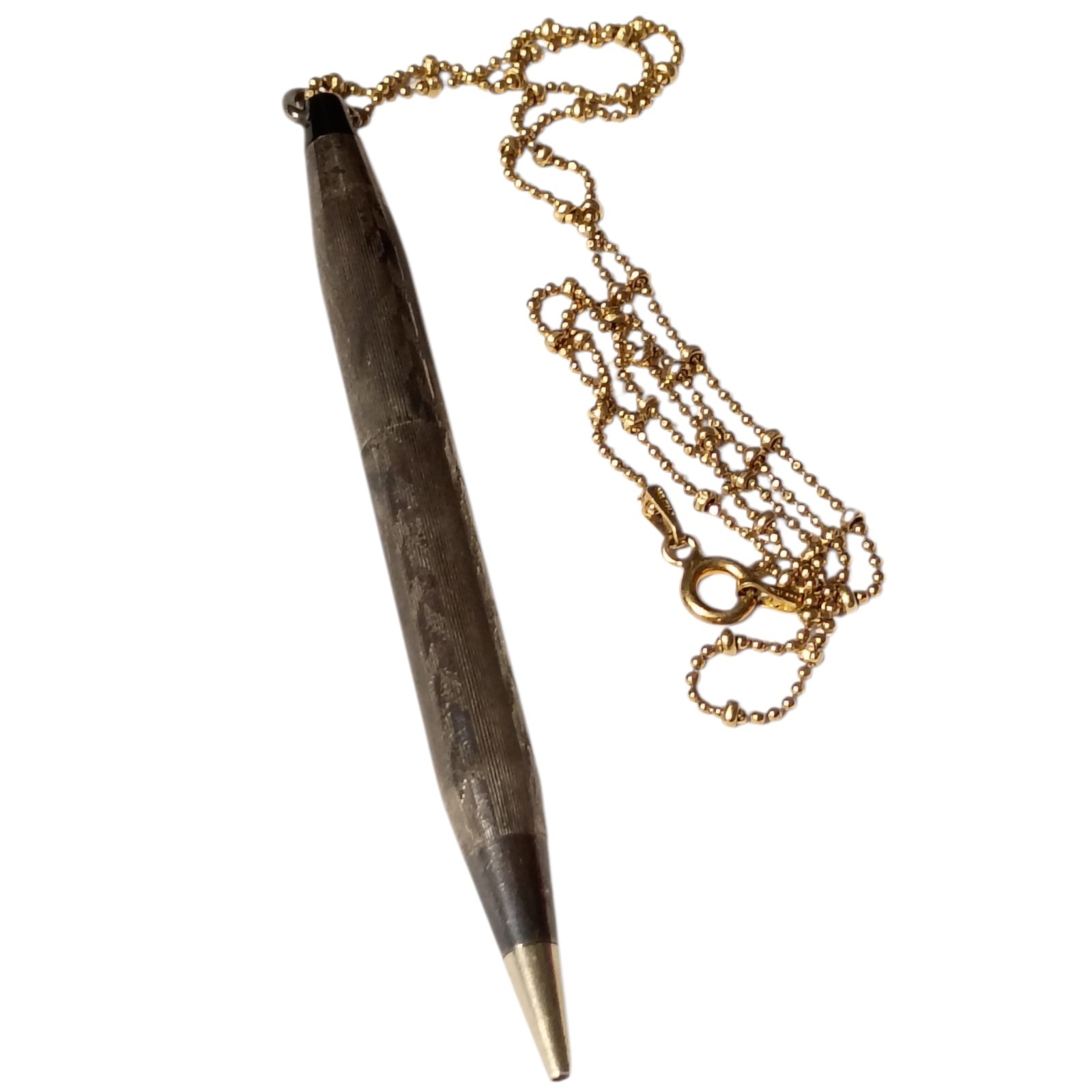 1940s Sterling Silver mechanical pencil Pendant Necklace