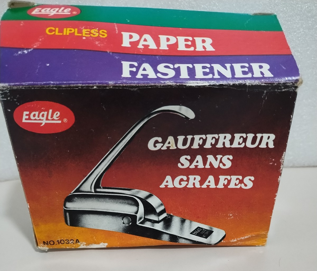 Vtg Chrome Clipless Paper Fastener No 1032A Eagle 5″ Original Box Office Tool