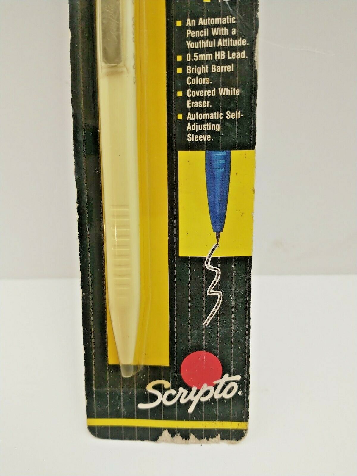 1991 Scripto White SCOUT Ultra Thin Writing Mechanical Pencil 0.5mm HB Lead