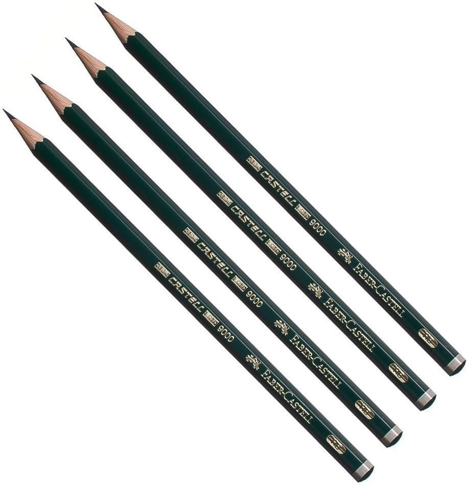 Faber-Castell pencils, Castell 9000 graphite 1 Count (Pack of 4), 5H