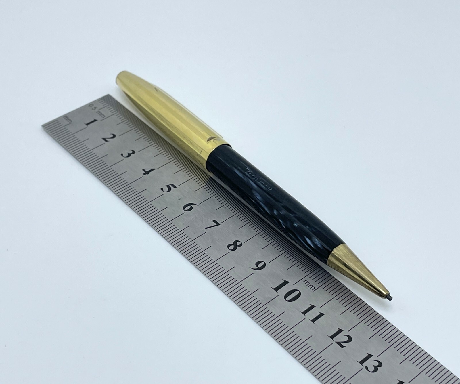 Antique Titania Gold Filled Cap Blue Celluloid Mechanical Pencil – 1950’s Italy