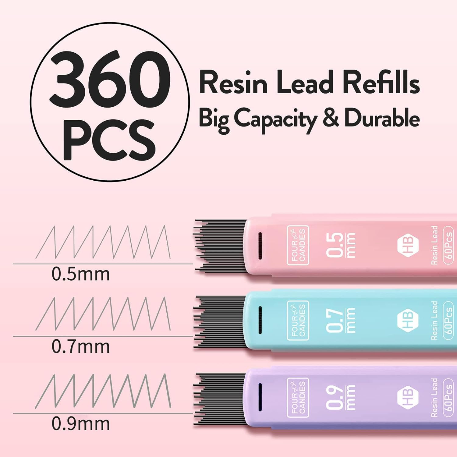 Cute Mechanical Pencil Set, 6PCS Pastel Mechanical Pencils 0.5 Mm & 0.7Mm & 0.9M