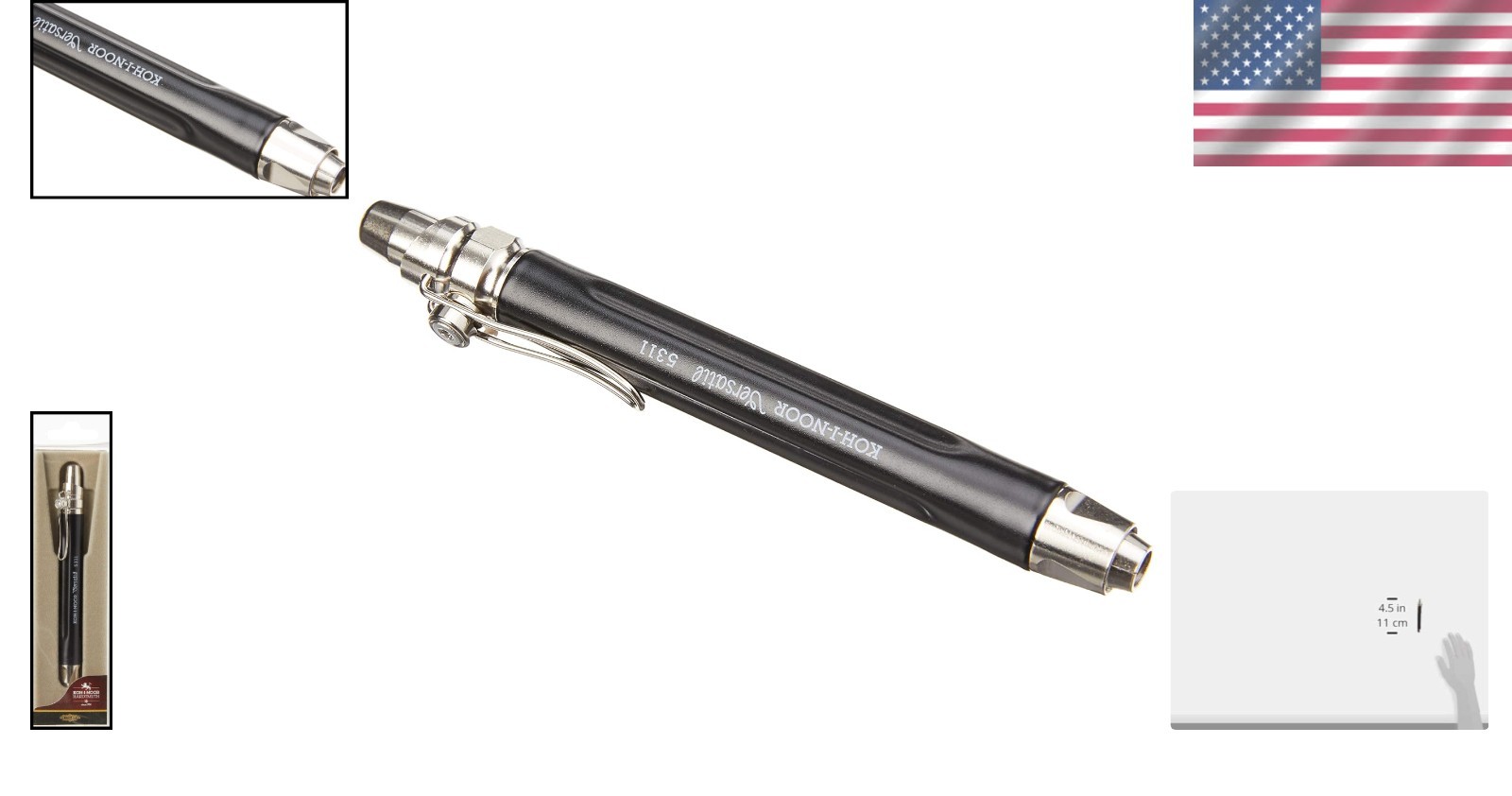 Stylish Graphite Lead Holder with 5.6mm Lead, Black & Gold, Perfect for All Ages
