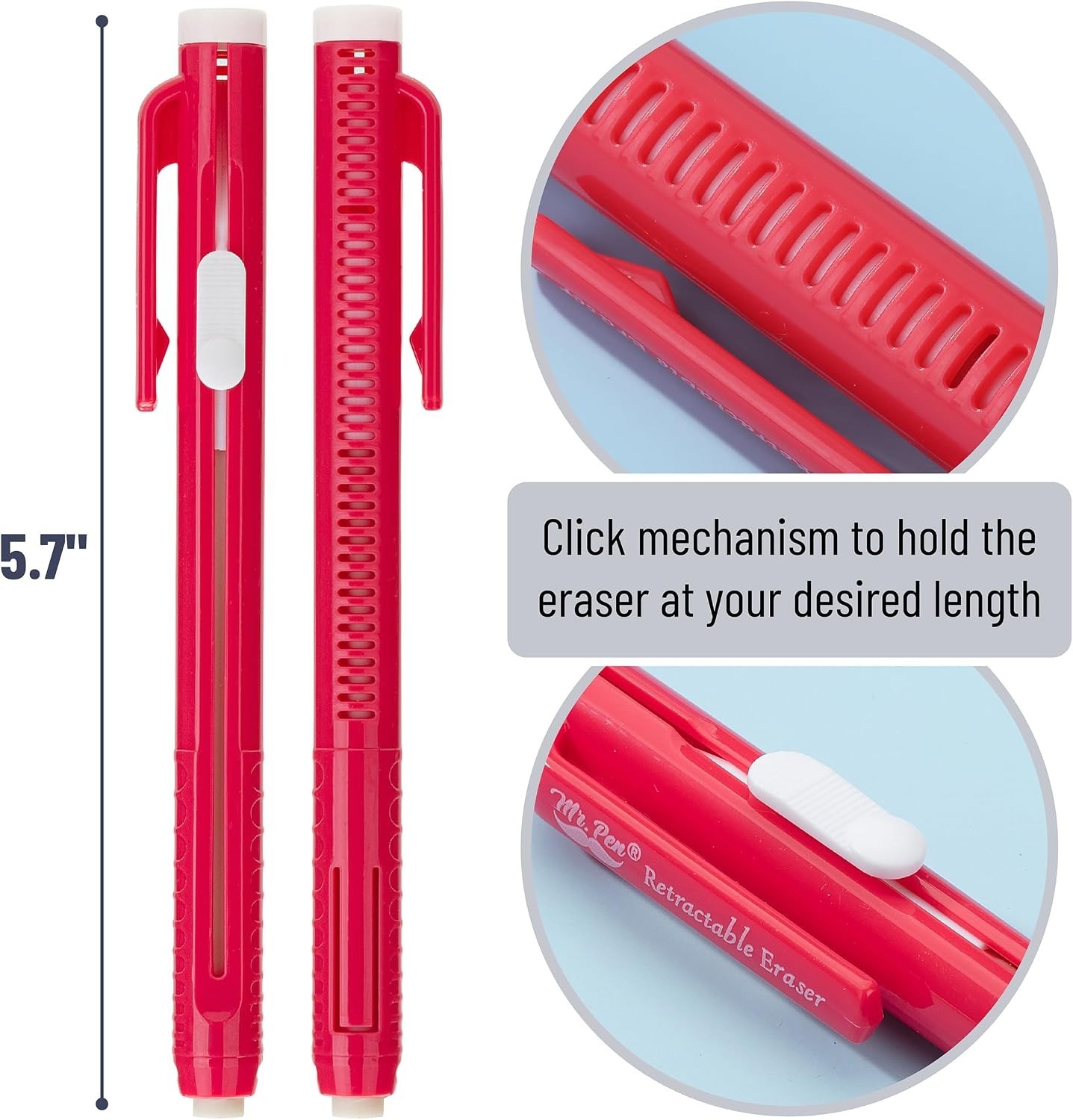 – Retractable Mechanical Eraser Pens, 4 Pack, Vibrant Colors | Latex-Free
