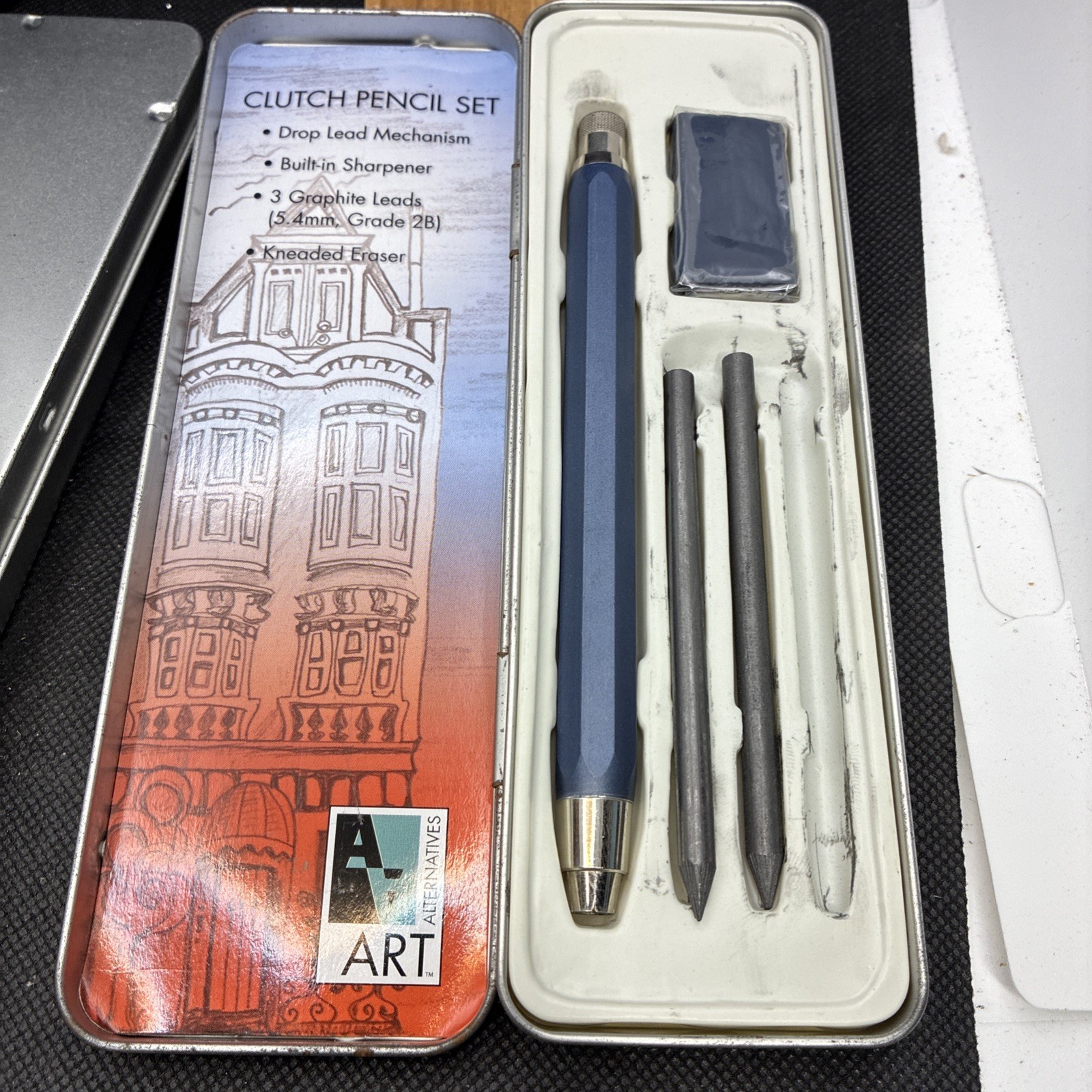 Art Alternatives Clutch Pencil Set Drop Lead Mechanism 3 Graphite Leads Writing