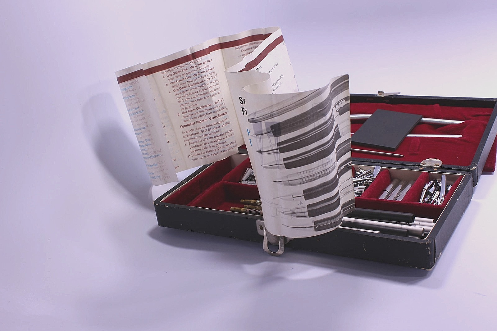 Vintage PENTEL Tools Box & Parts for Mechanical Pencils-Incomplete-Bad Condition
