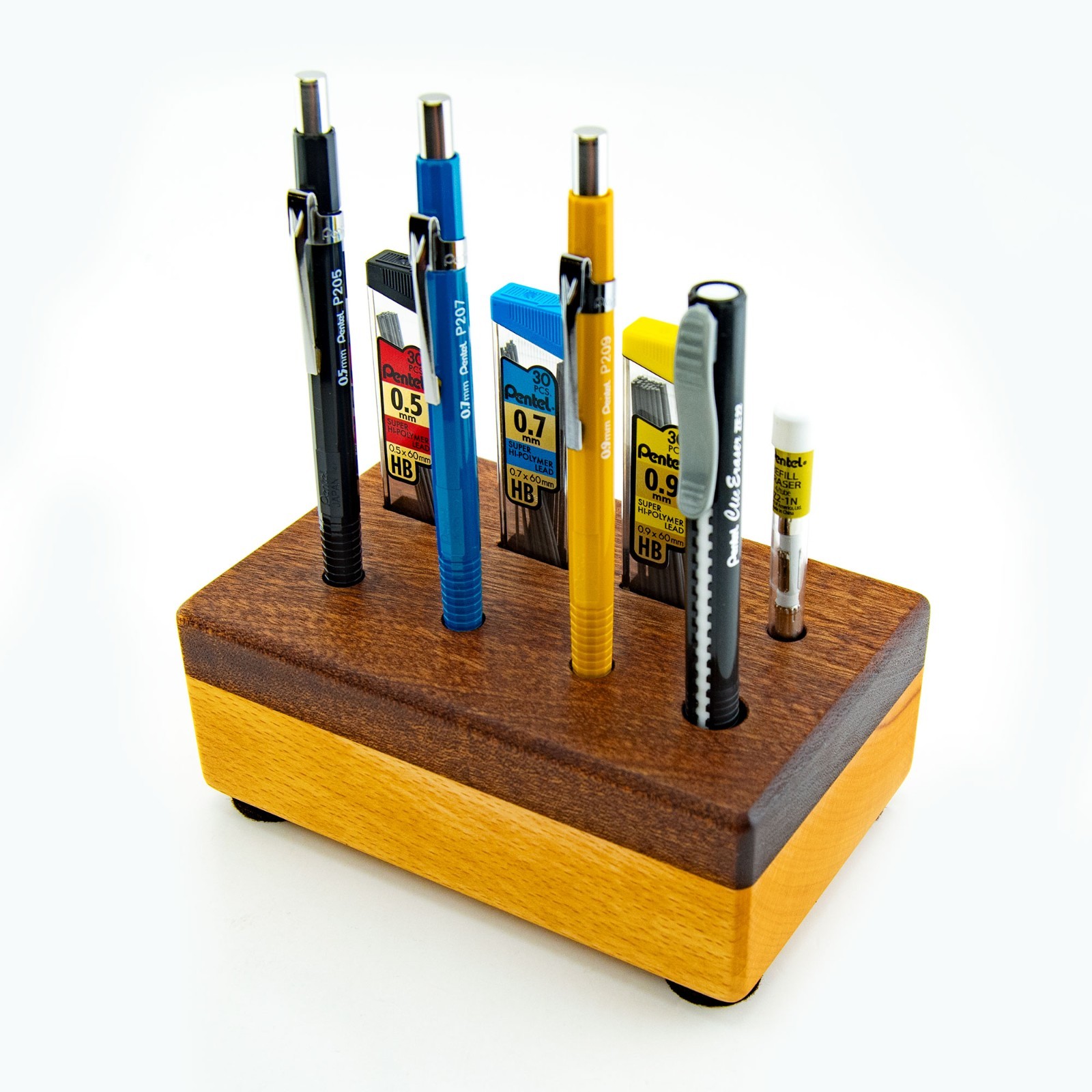 Pentel Sharp Mechanical Pencils Set Custom Wood Display Stand 0.5 0.7 0.9mm