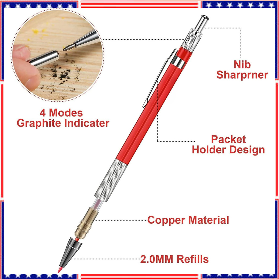 Mechanical Pencil Set with 4 Carpenter Pencils and 36 Construction Pencil