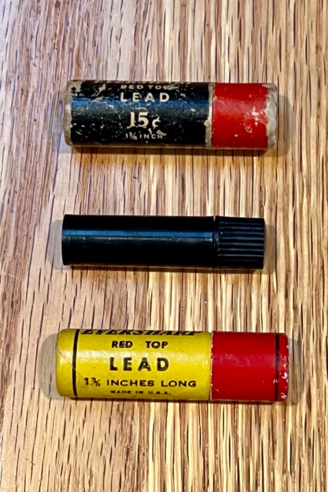 (3) Antique Pencil Lead Mini Cannisters w/ Lead refills, Eversharp Red Top Brand