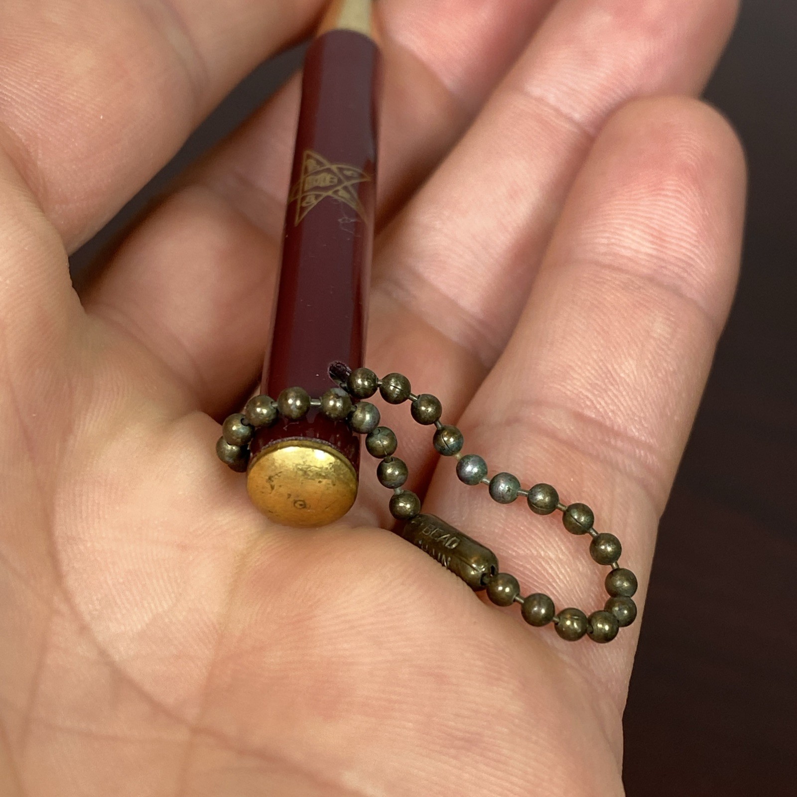 Masonic OES Order Of The Eastern Star Mechanical Pencil VTG Keychain Bead Chain