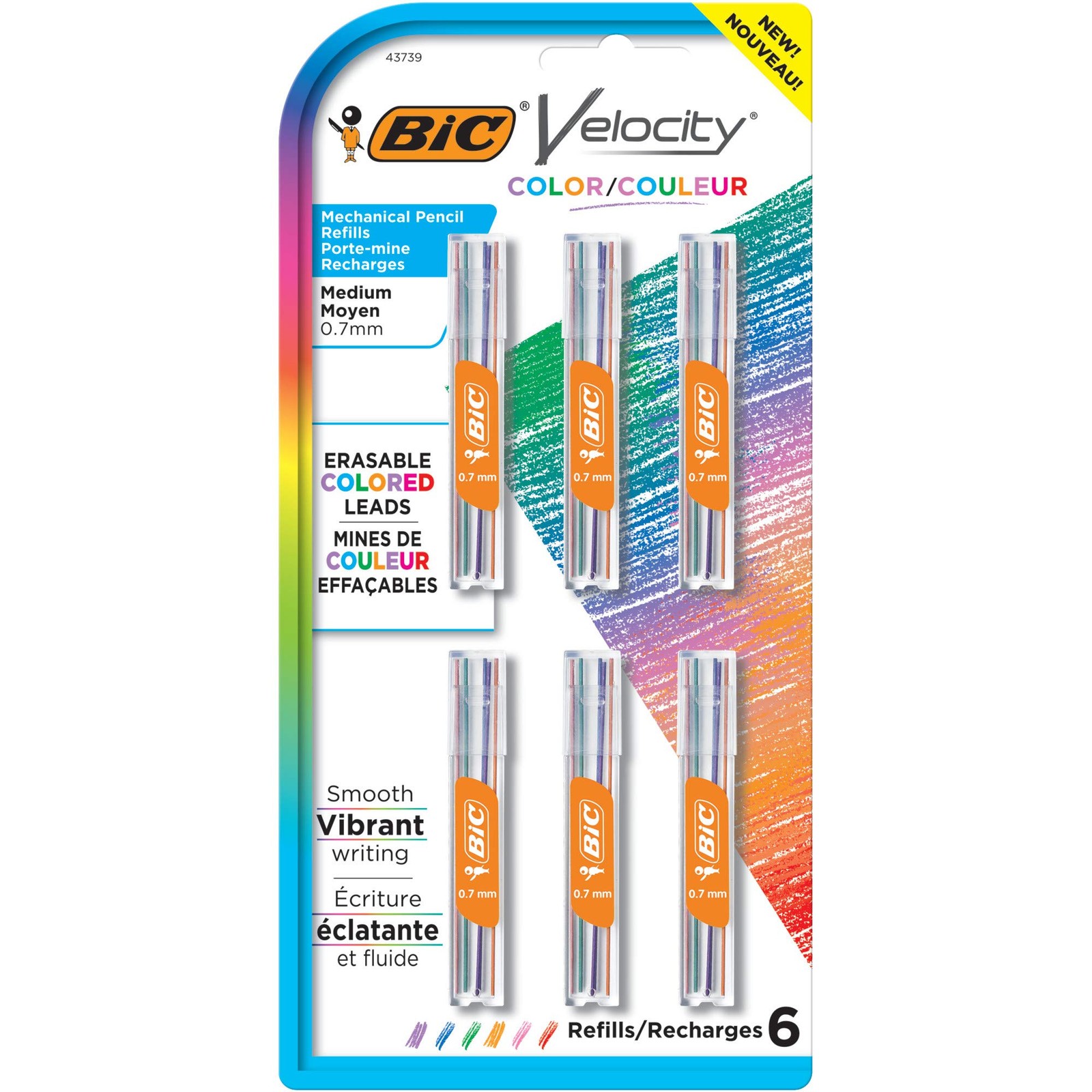 BIC Velocity 0.7 mm Colored Mechanical Pencil Refills 36 Count