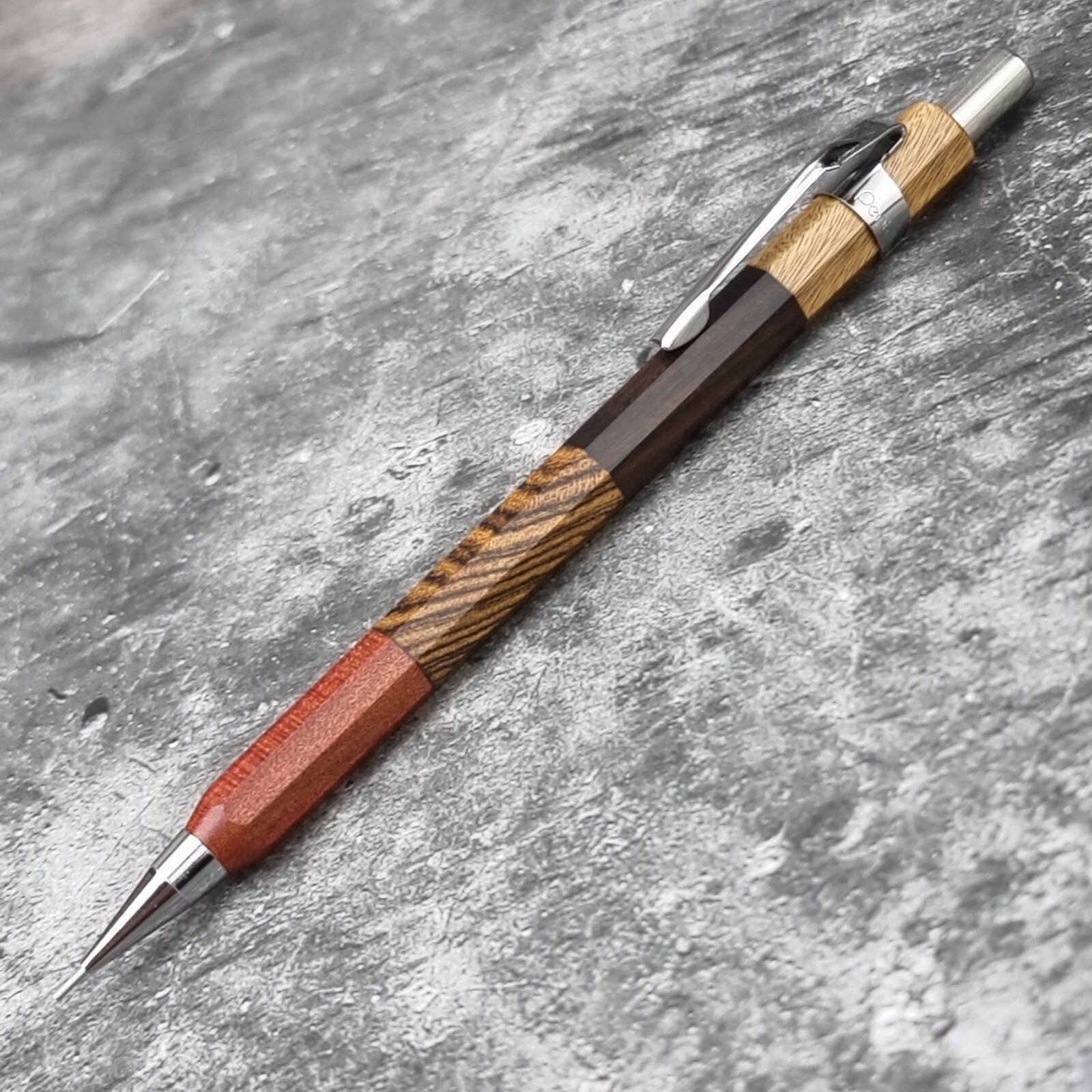 Hand Crafted Pentel P-205 Mechanical Pencil with Octagonal Wood Barrel