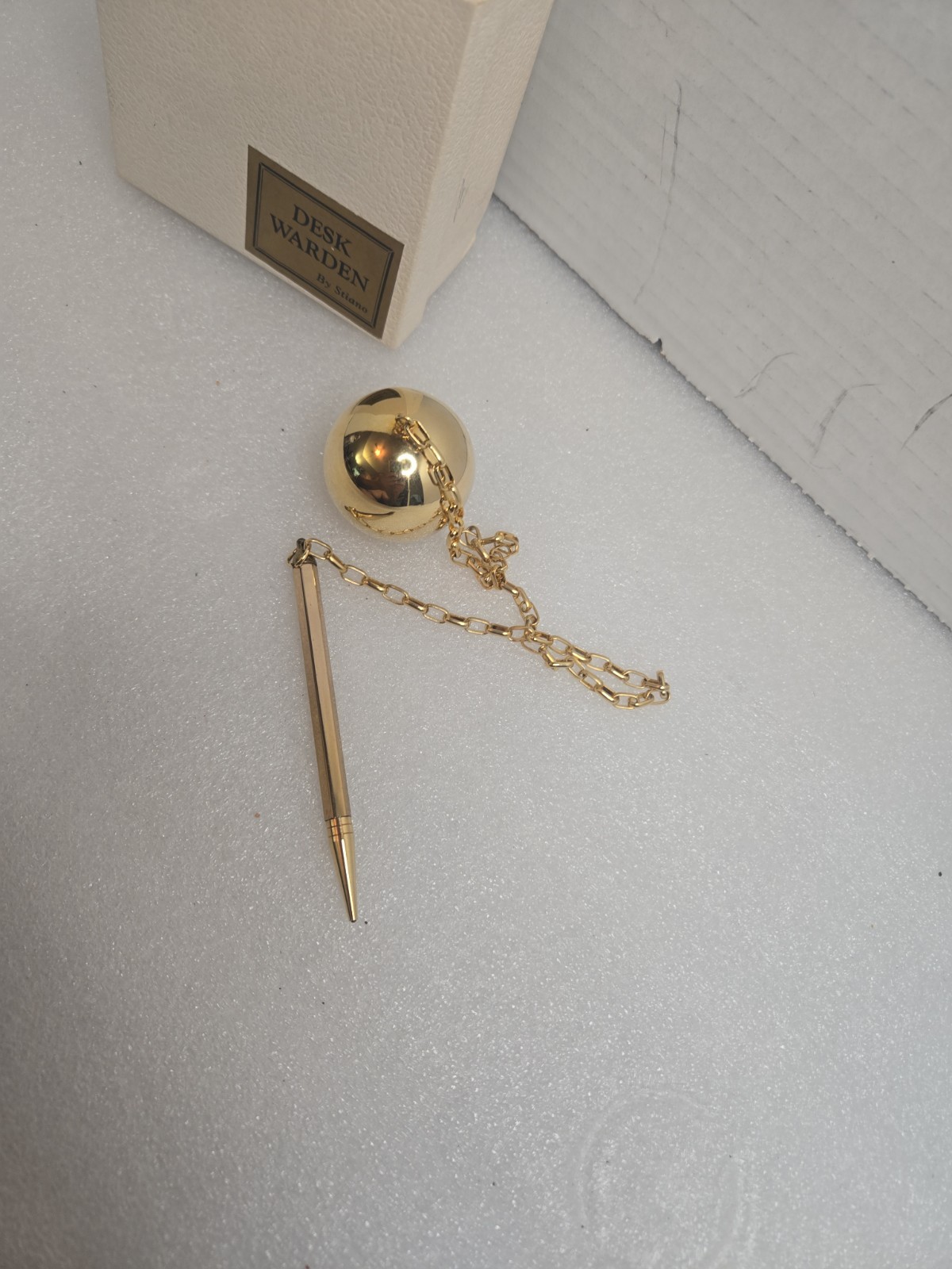 RARE Gold Plated Mechanical Pencil Weighted Ball With Chain Desk accessory