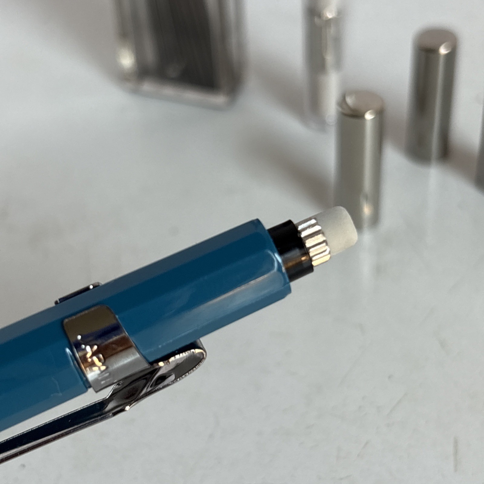 Vintage Blue Pentel P207 Mechanical Pencil .7mm Japan Working With Extras