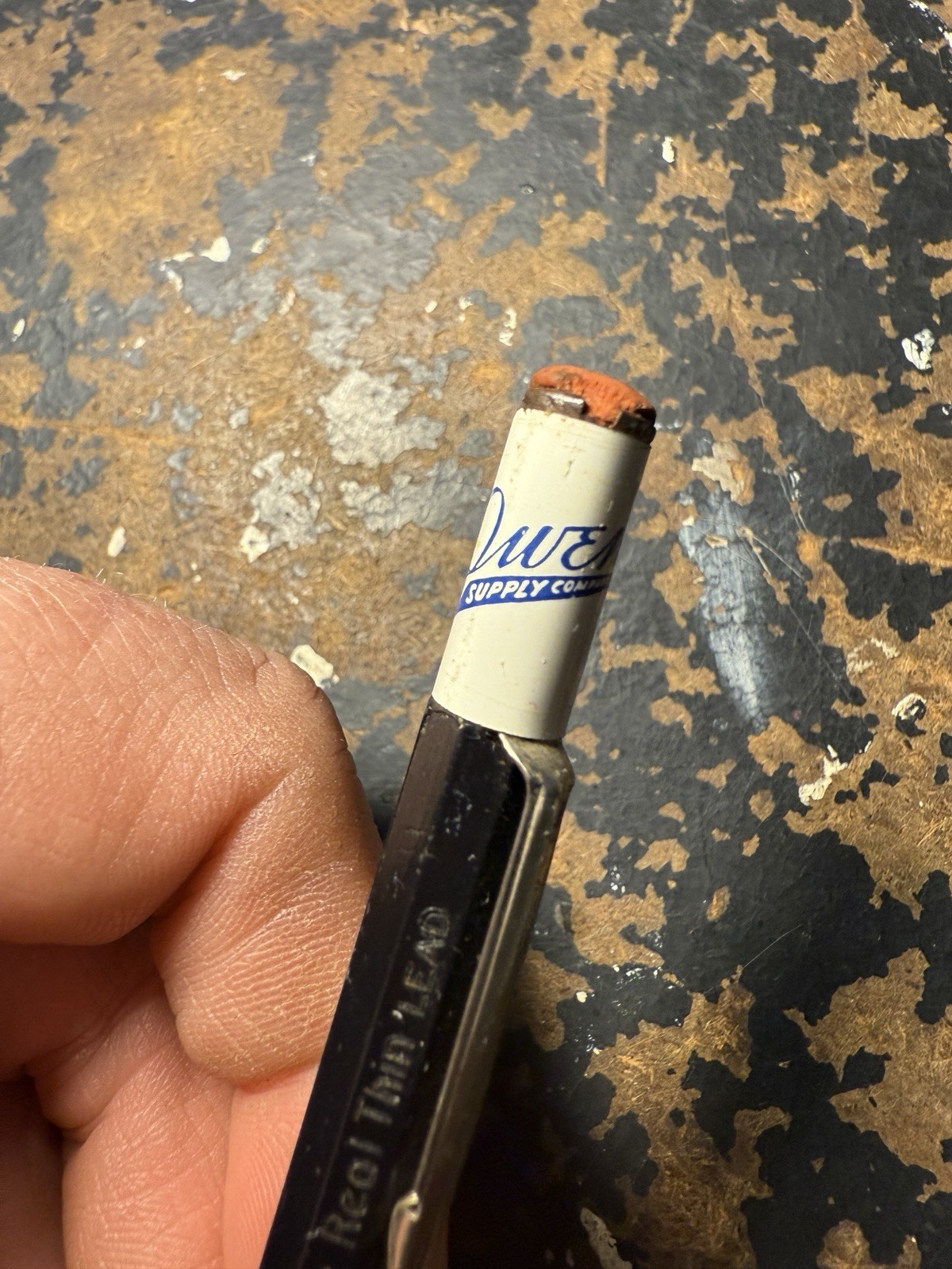 VINTAGE ADVERTISING AUTOPOINT MECHANICAL PENCIL Owens Supply co Real Thin Lead