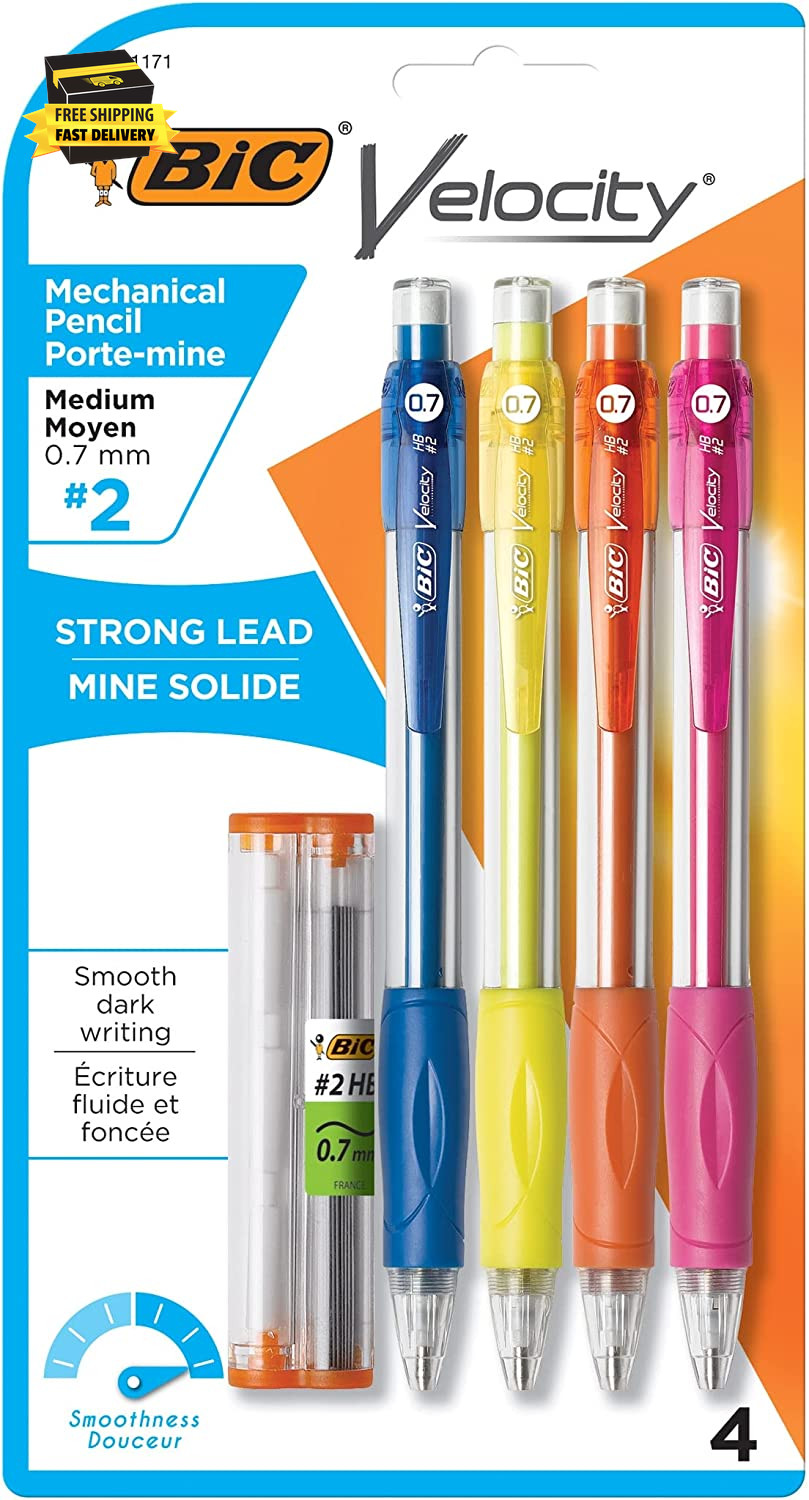 Velocity Mechanical Pencils, with Colorful Barrel, Medium Point (0.7 Mm), School