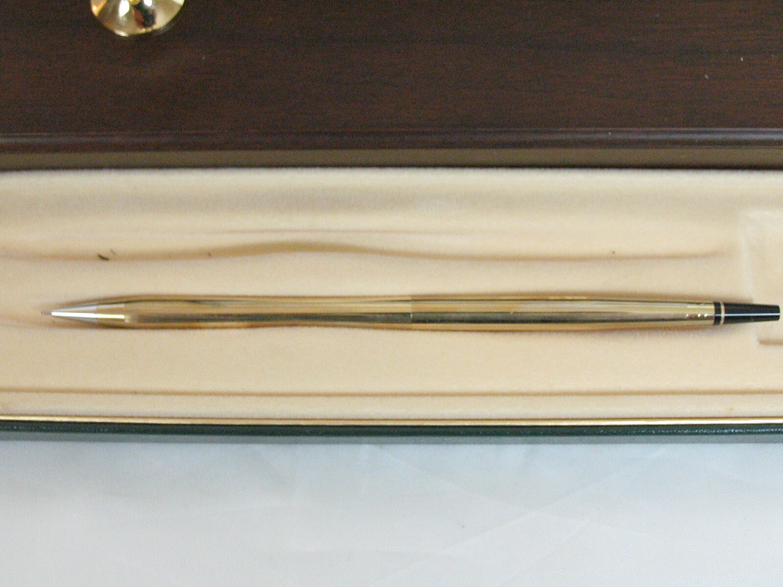 Vintage Cross Pencil w/ Wooden Stand Desk in Box 10K GF