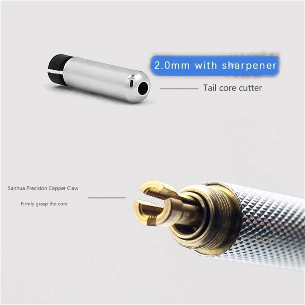 7pcs Mechanical Pencil Black Pencil Writing And Drawing Professional Pen Metal