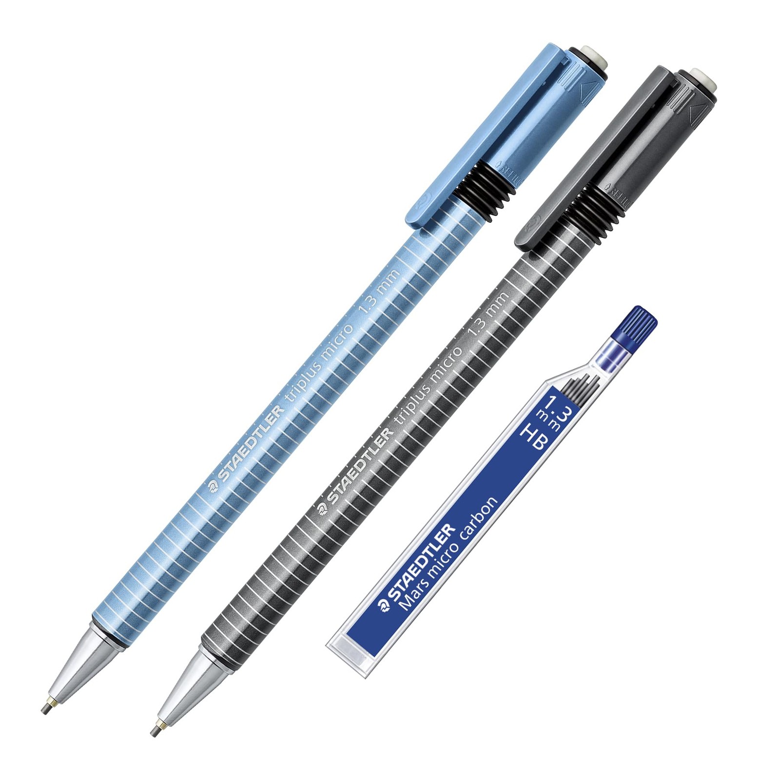 STAEDTLER Triplus Micro Mechanical Pencils, 1.3mm #2 Lead with Twist Eraser, Erg