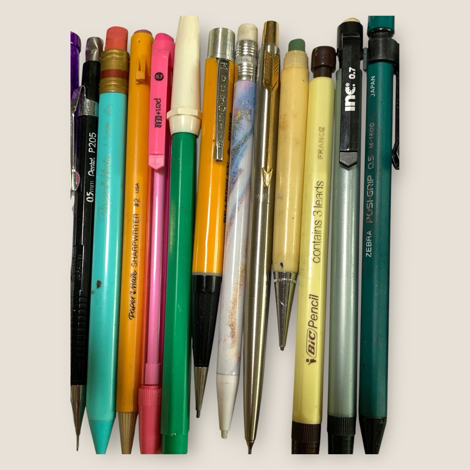 Vintage Mechanical Pencil Lot Erasers Leads Zebra Pentel Papermate Bic Parker