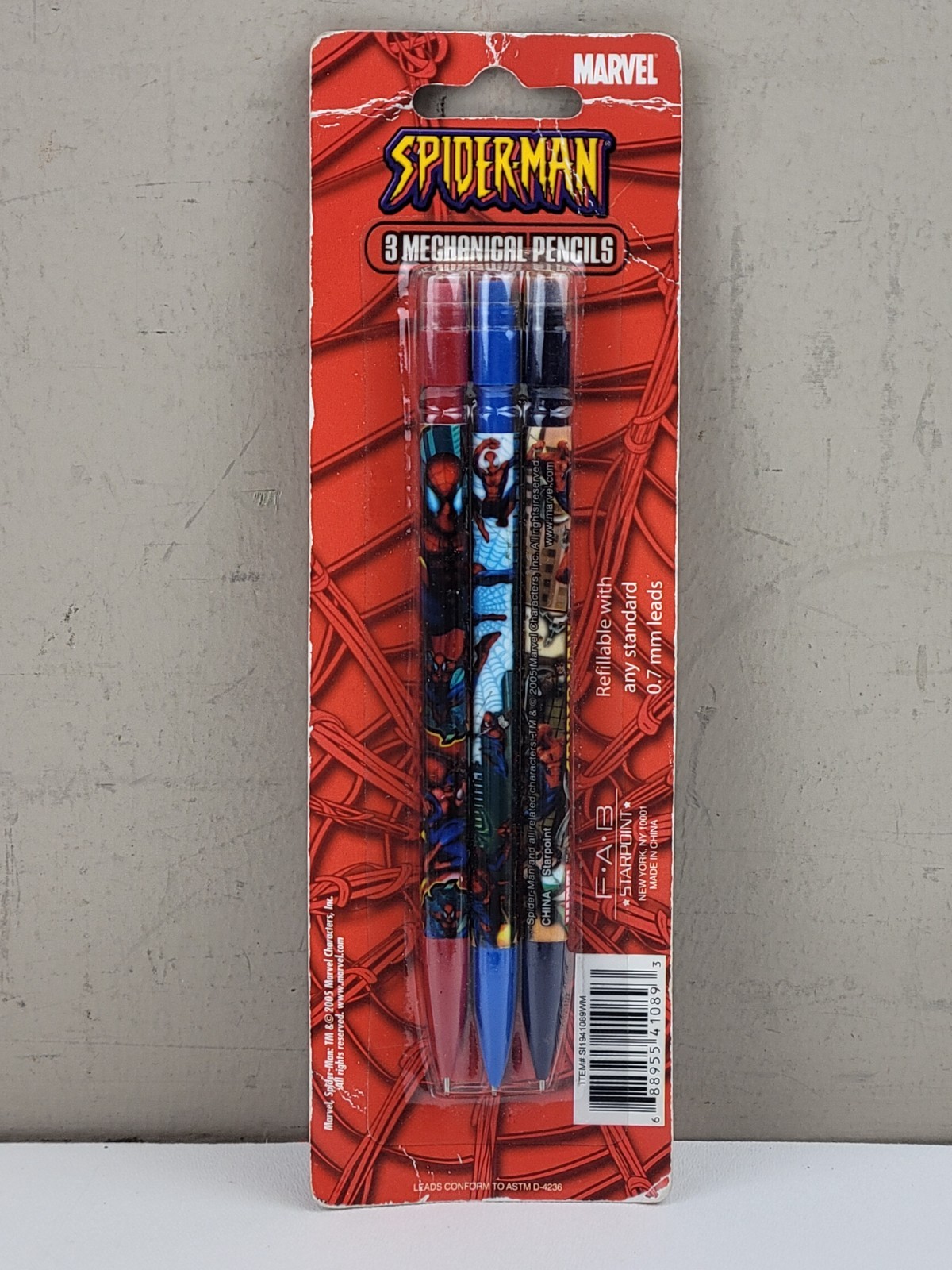 NOS! 2005 F.A.B. Starpoint Marvel Spider-Man Mechanical Pencils Pack of 3