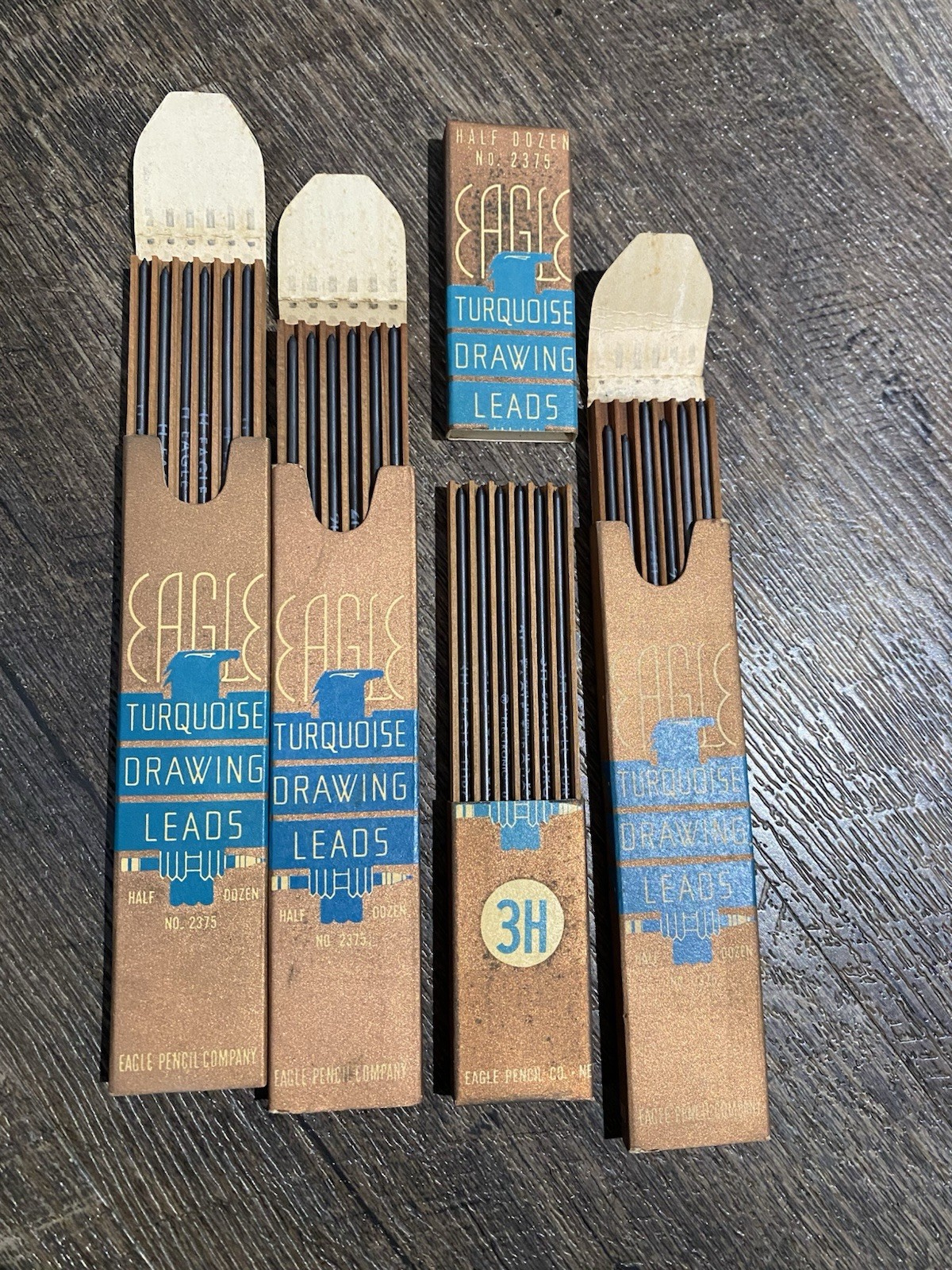 Vintage Eagle Turquoise #2375 Drawing Leads, H,2H,3H,4H. 6 unused Leads Each.