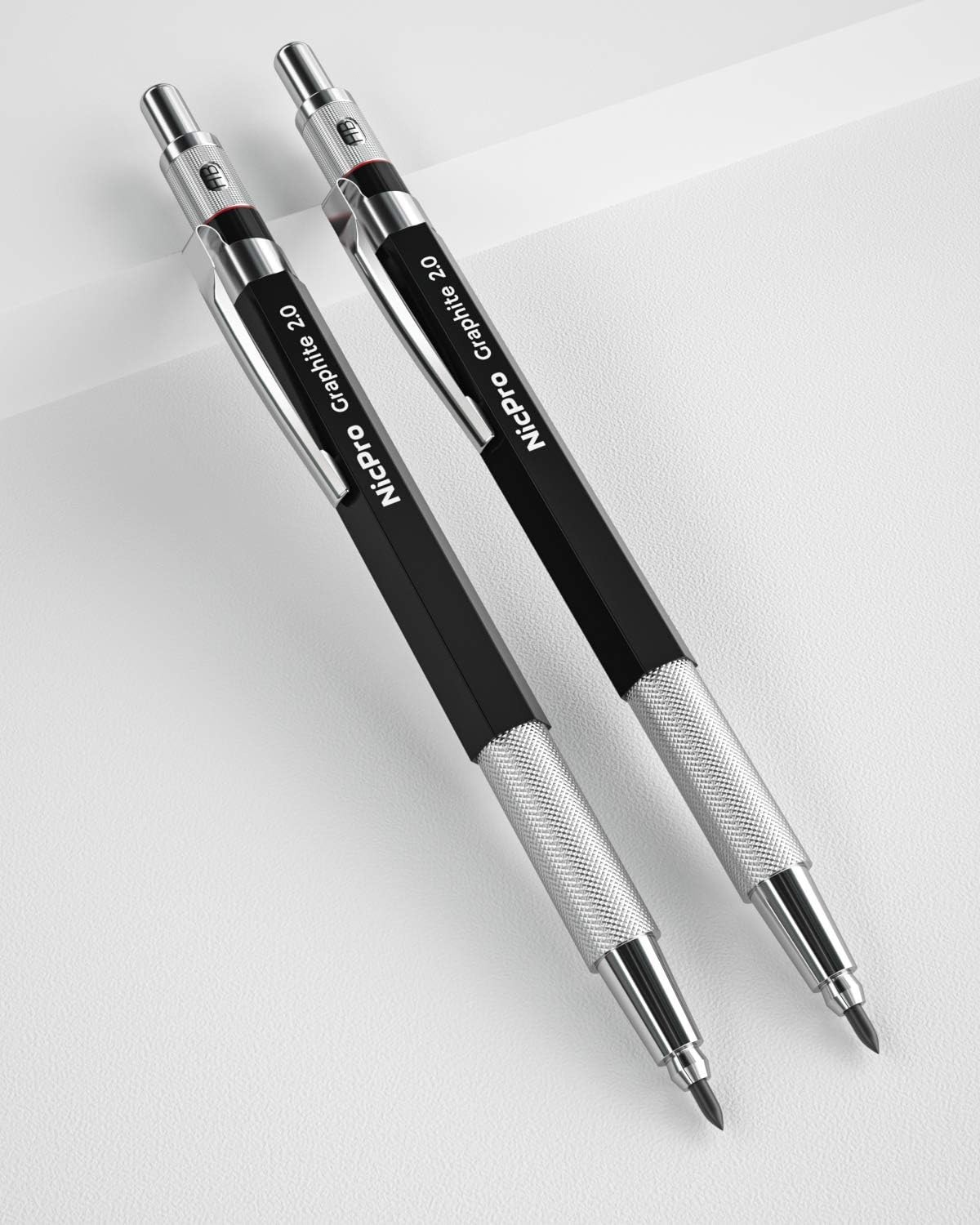 Metal Mechanical Pencil Set 2mm Lead Refill Erasers for Drafting Drawing