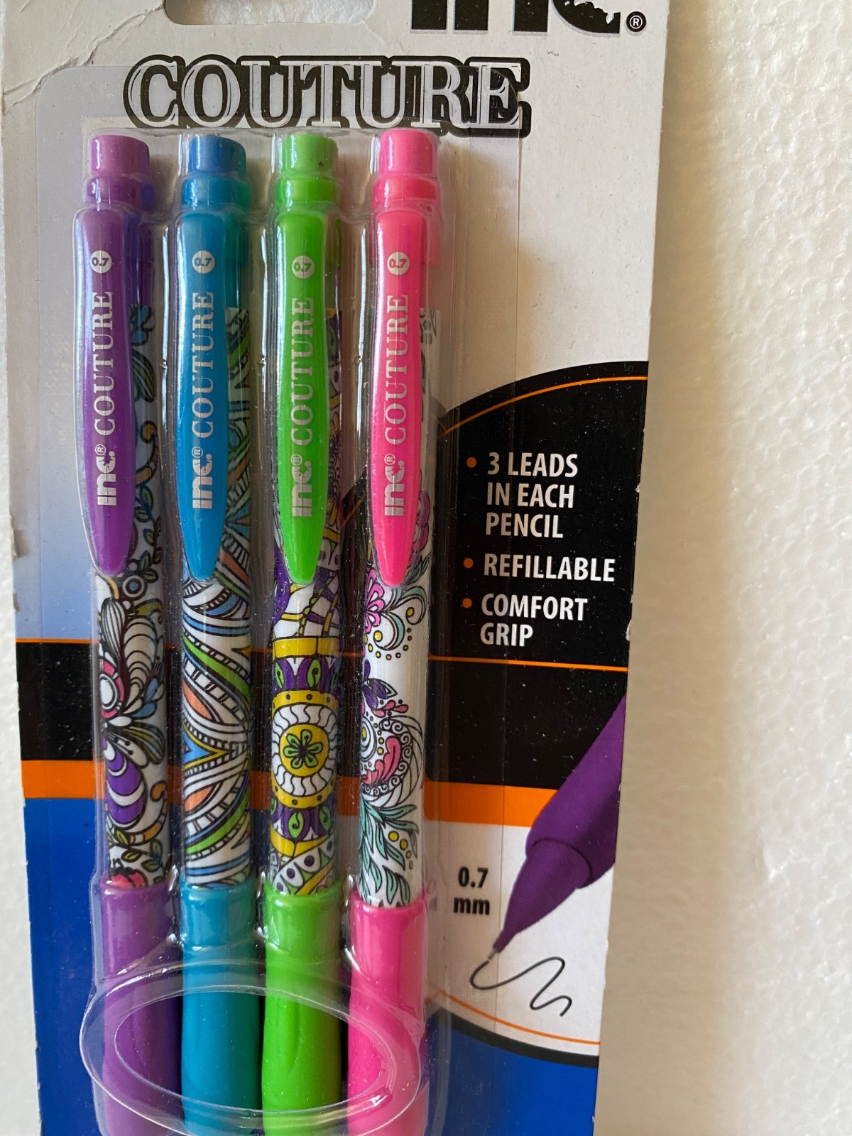 Y2K Inc Couture 4Pk Paisley Multicolor Mechanical Pencils 0.7mm #2 Lead