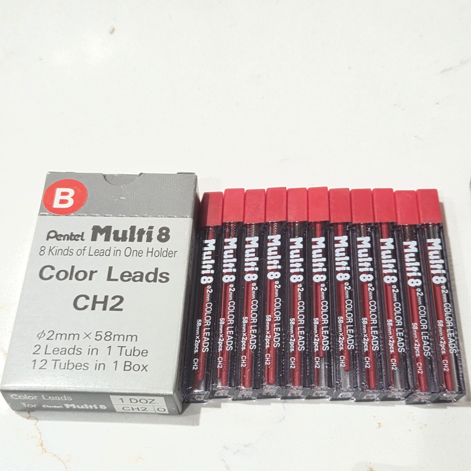 Vintage Pentel Multi8 2mm Color Leads 2x58mm CH2 Mega lot. 67 tubes. New
