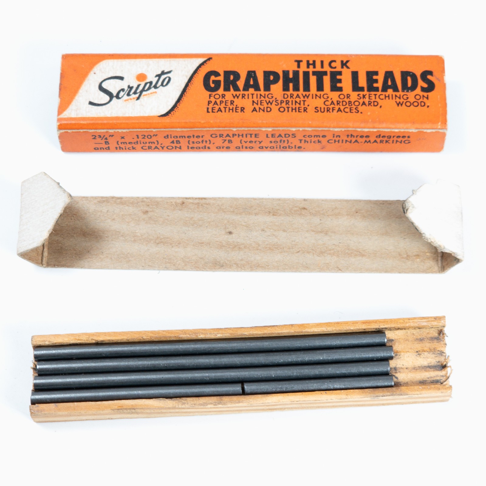 Vintage Scripto Thick Graphite 7B Very Soft Lead Lot Drawing Writing Art USA