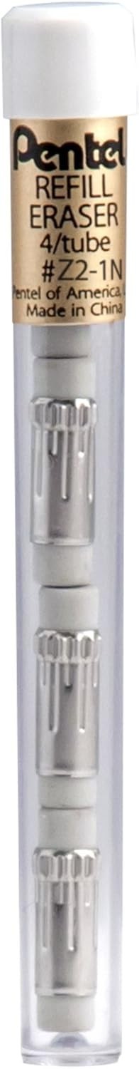 Pentel Refill Eraser for Mechanical Pencils, White, 12 Tubes, 4 Erasers per Tube