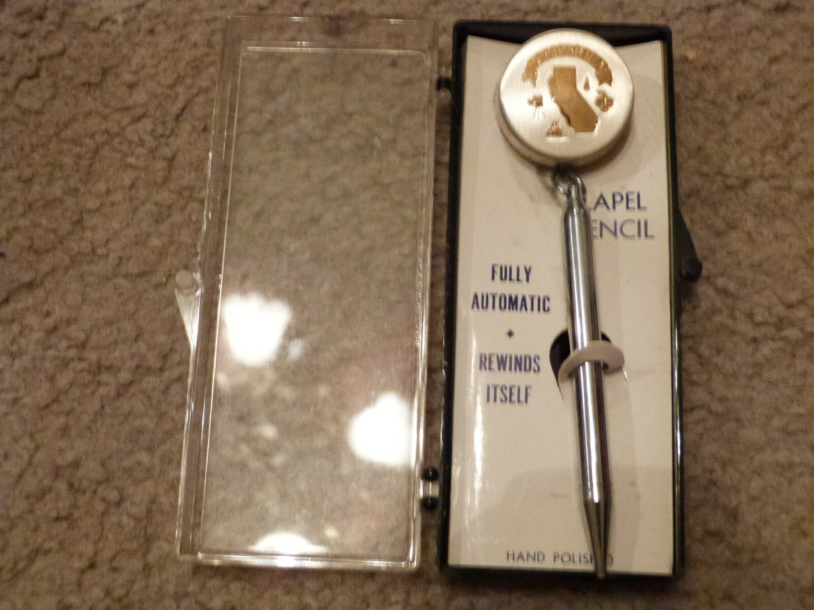 VINTAGE Retractable Mechanical Lapel Pencil Hand Polished Automatic California