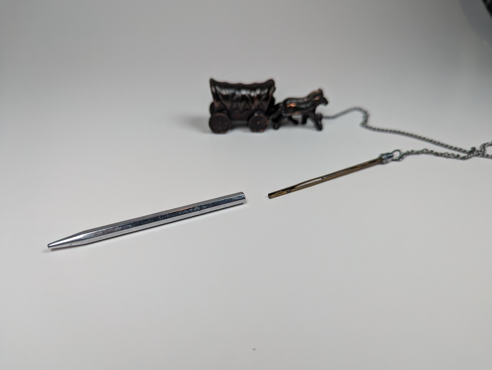 Cast Iron Horses & Wagon Vintage Twist Mechanical Pencil On Chain