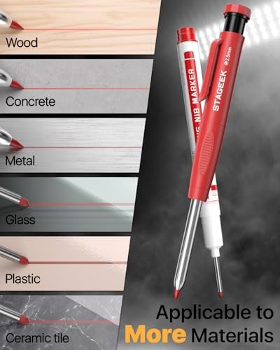 Waterproof Deep Hole Long Nib Carpenter Pencil Set