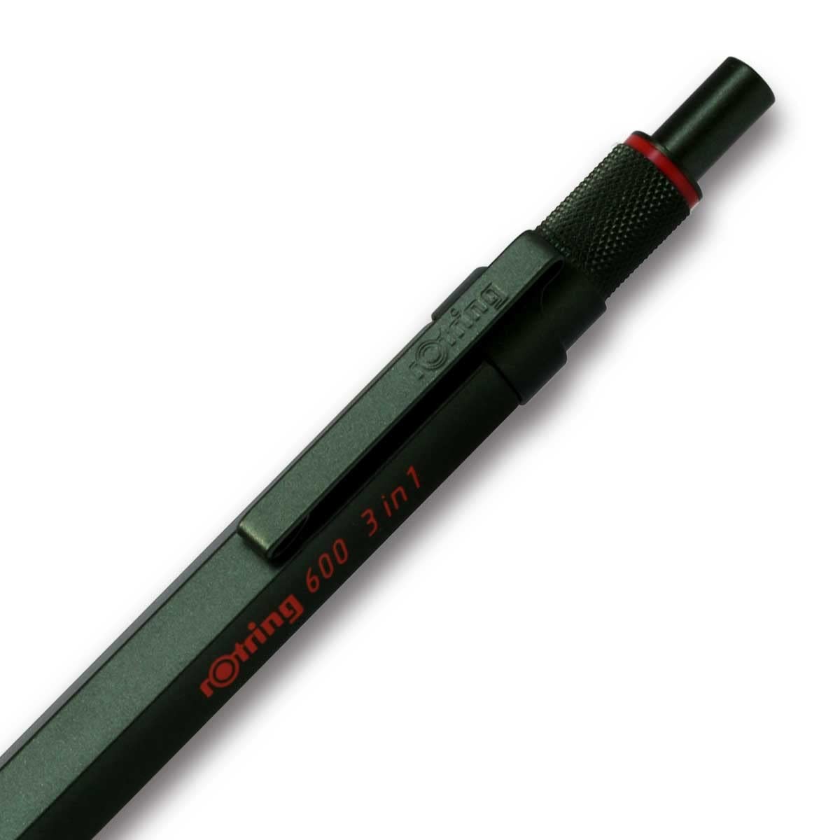 Rotring 600 3 In 1 Multi Pen Camouflage Green Ballpoint Pencil Mechanical 0.5Mm