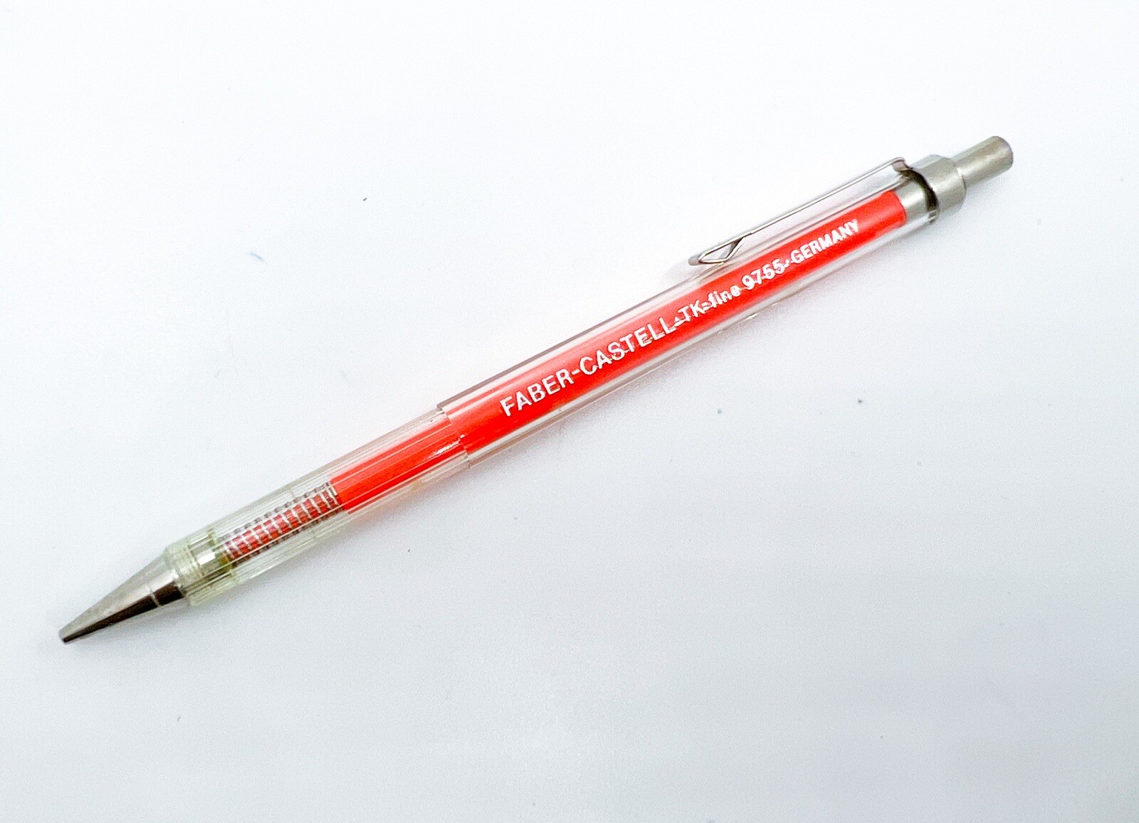NOS A W Faber Castell TK Fine 9755 Mechanical Pencil Sliding Orange Translucent