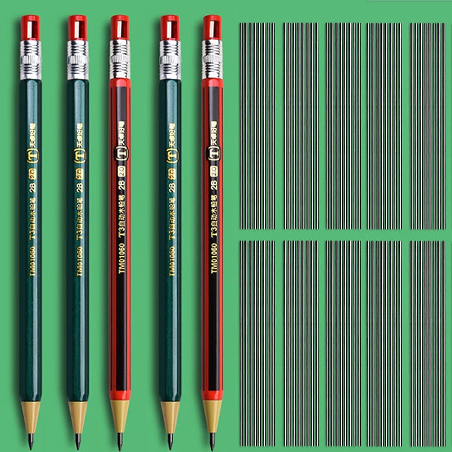 85 pcs Solid Carpenter Pencil Set Includes 5 Construction Pencils Deep Green