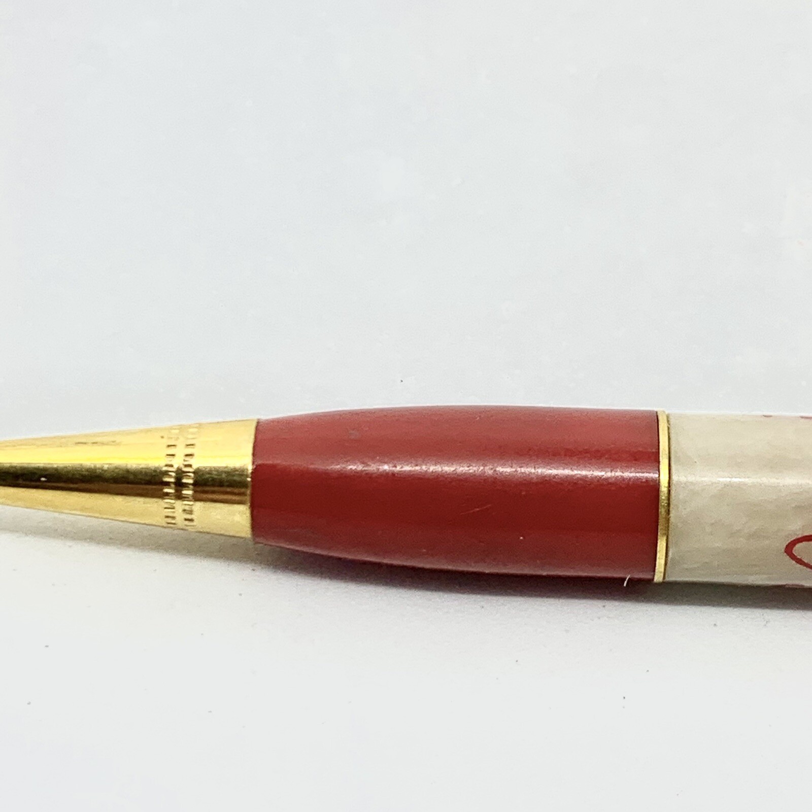 Vintage Redipoint Mechanical Pencil Auto Advertising White Marbled Bakelite Red