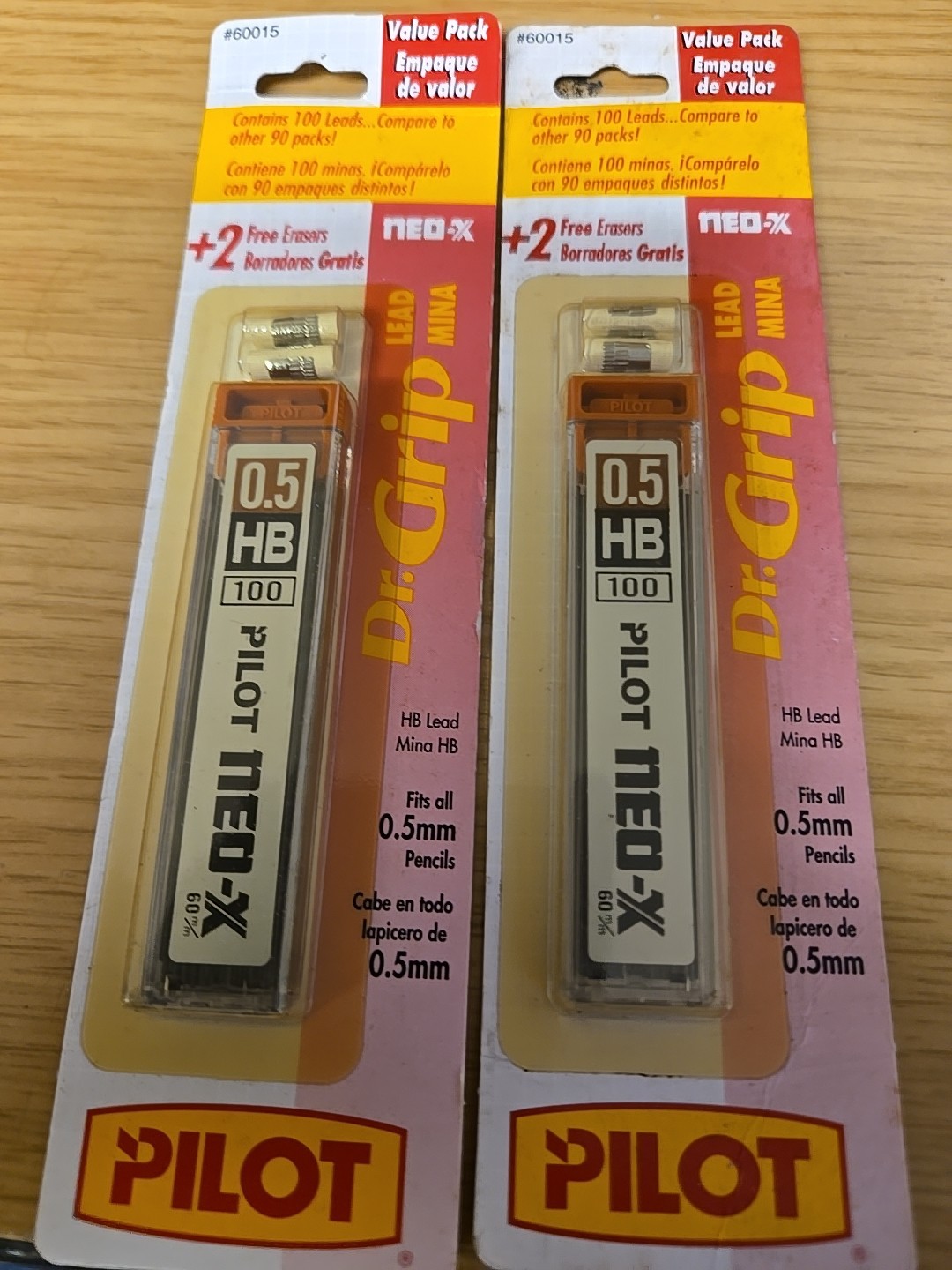 2 Pk Pilot Dr. GRIP Mechanical Pencil Lead 100 Pk Pack Plus Erasers NEW 60015