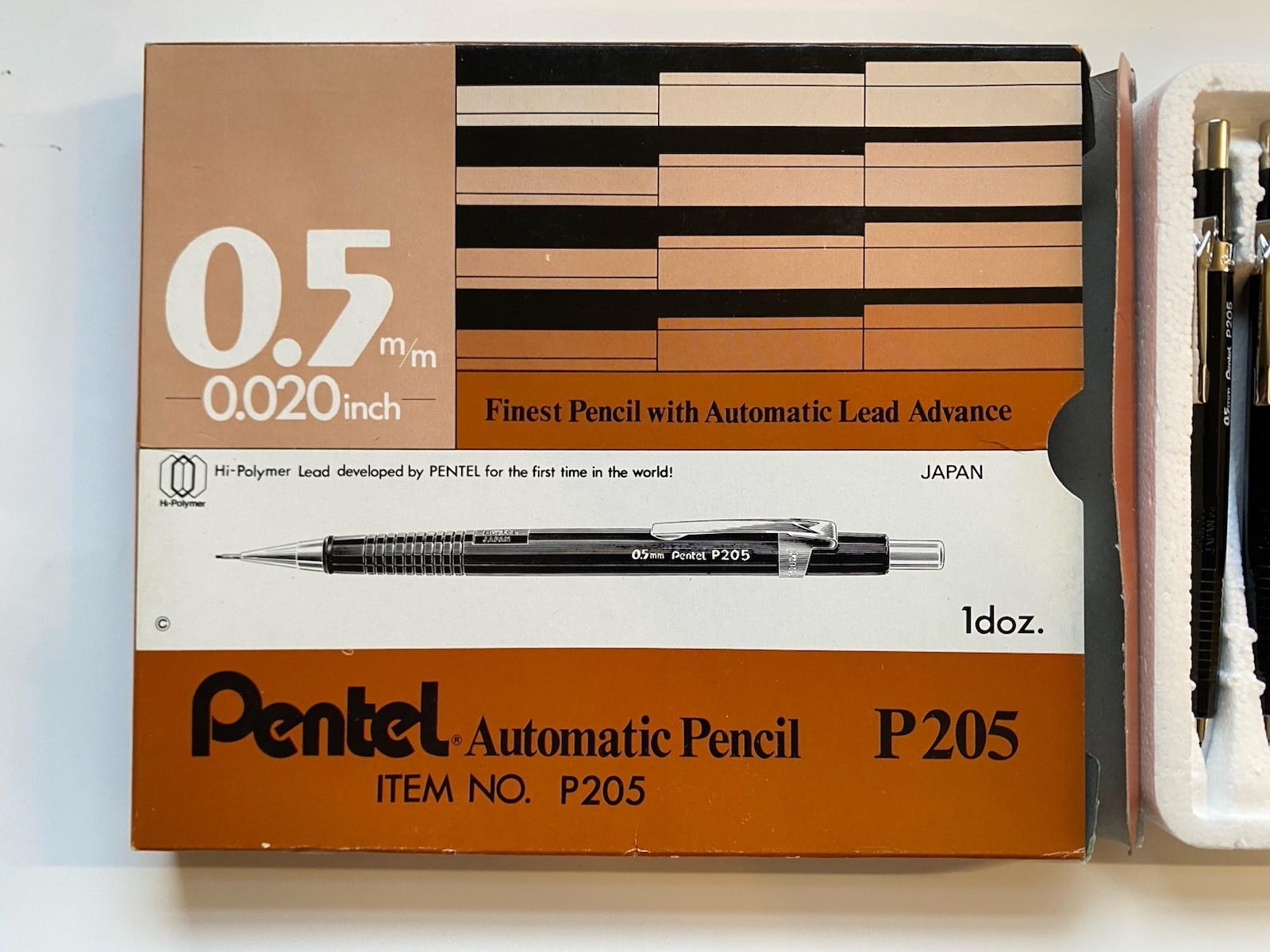 NOS Vintage Pentel Automatic Pencils 12-Pack P205 Black