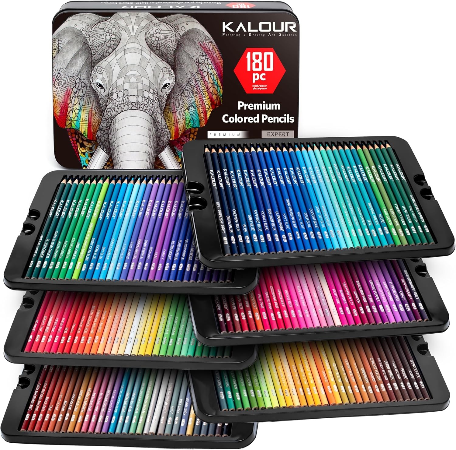 KALOUR 180 Colored Pencil Set for Adults 1 Count (Pack of 180), Multicolor