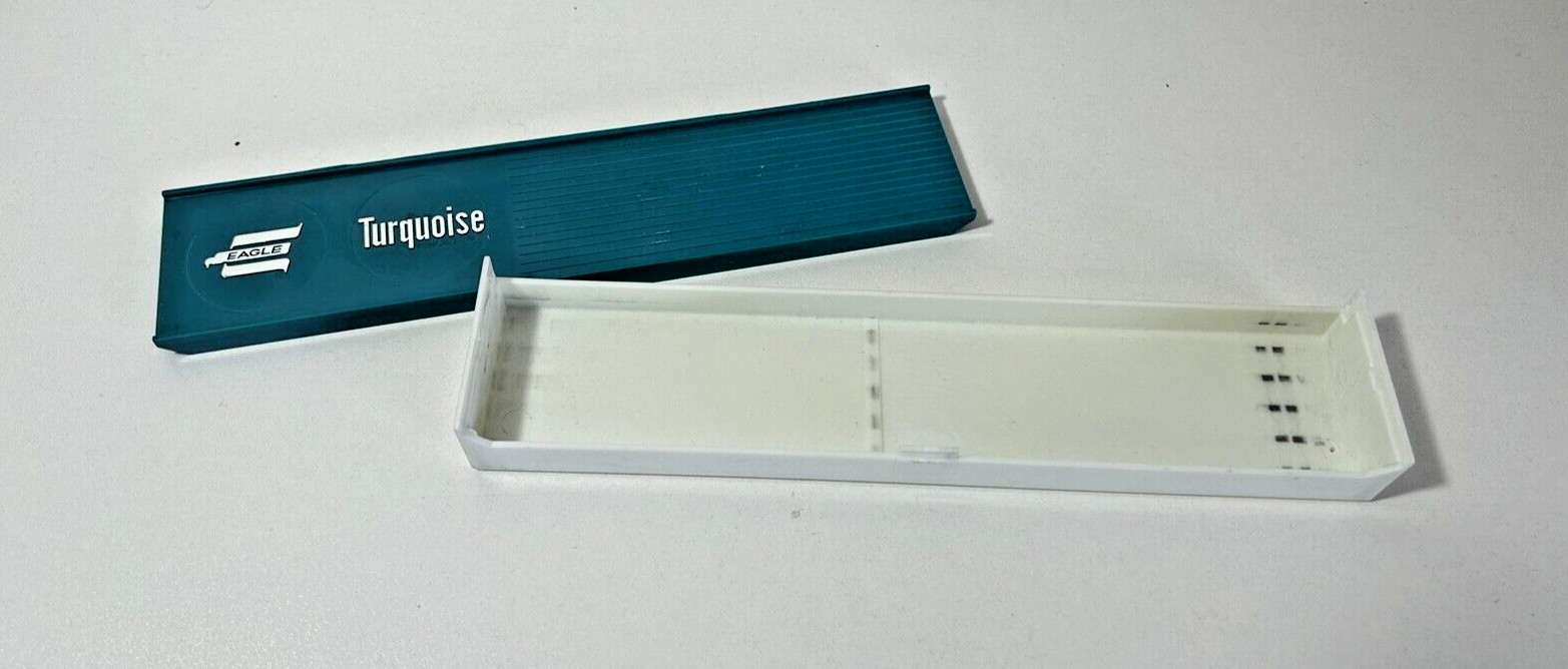 Vintage Turquoise Eagle Pencil Case Plastic Eagle Pencil Company Canada Empty