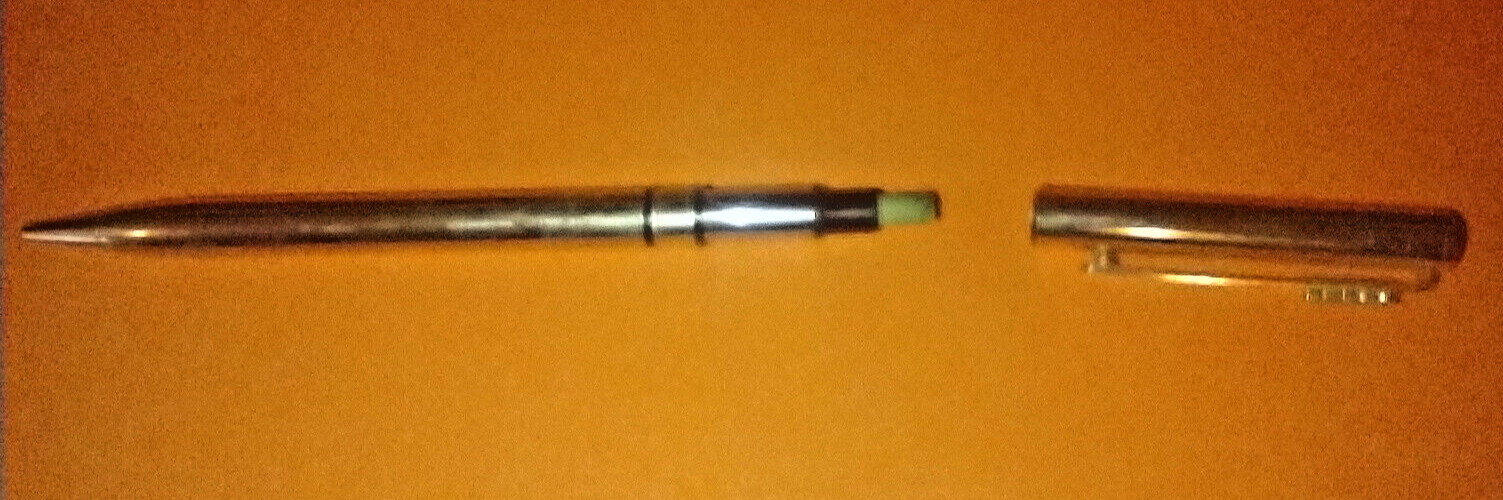 VINTAGE!! USED!! GOLD TONE FANCY FAUX DIAMOND MECHANICAL PENCIL & LIGHT PEN