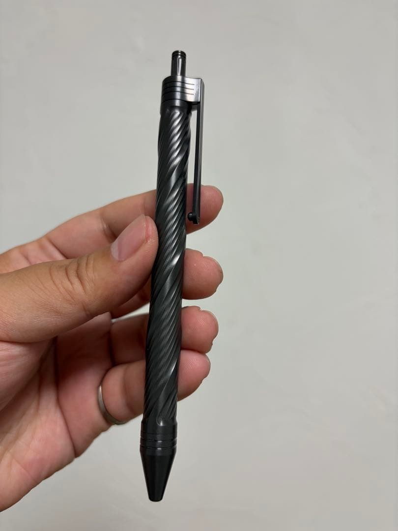 Twist Design Mechanical Pencil Body Metallic Gray Made of Zirconium Alloy