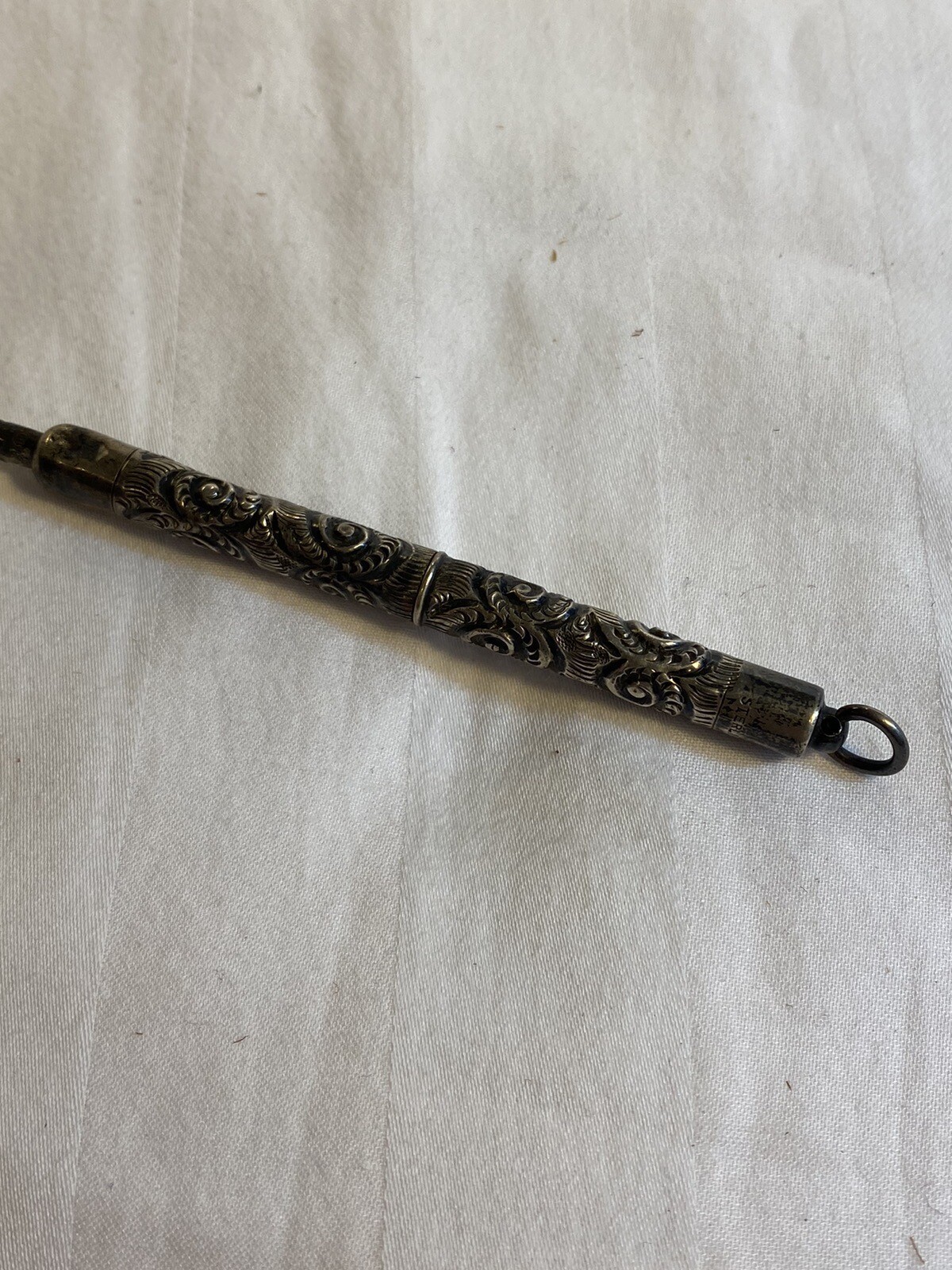 Vintage Sterling Silver Twist Pencil With Necklace Loop.