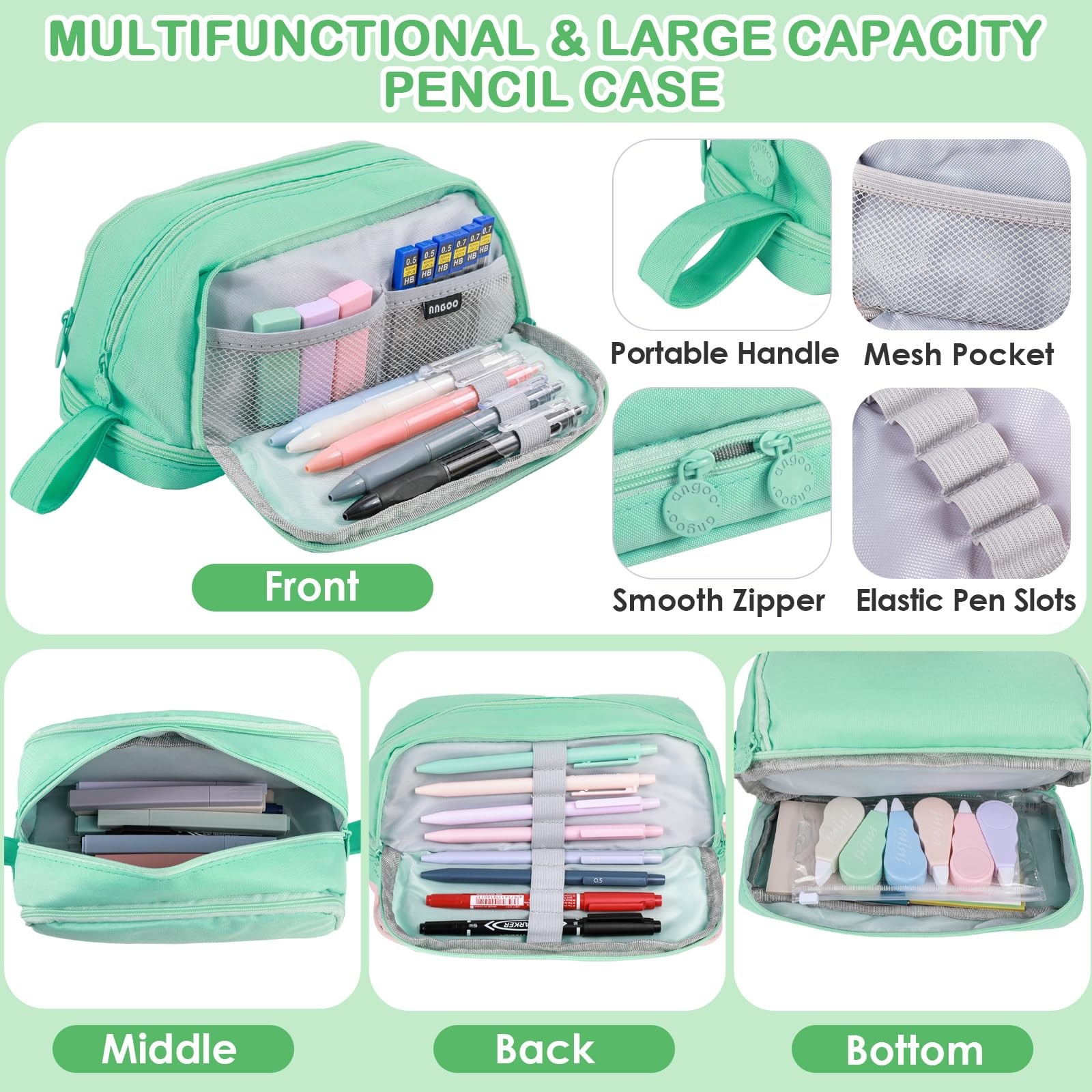 54 PCS Aesthetic School Supplies, Stationery Essentials Set with Large Pen Ca…