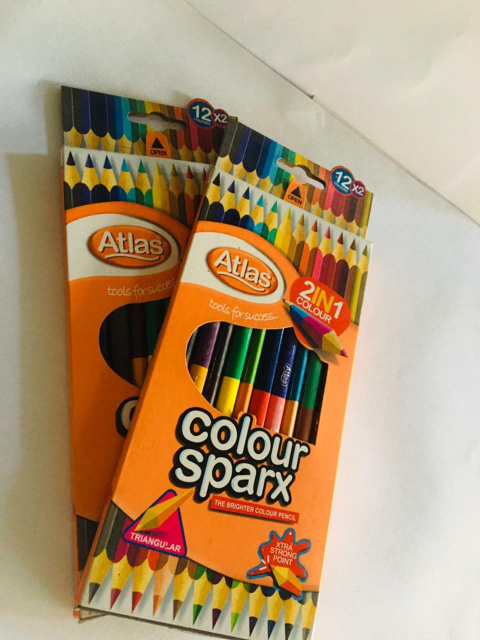 24 Multicolor 12 pencils drawing art kid’s adults 2 in 1 wood pencil Stationary