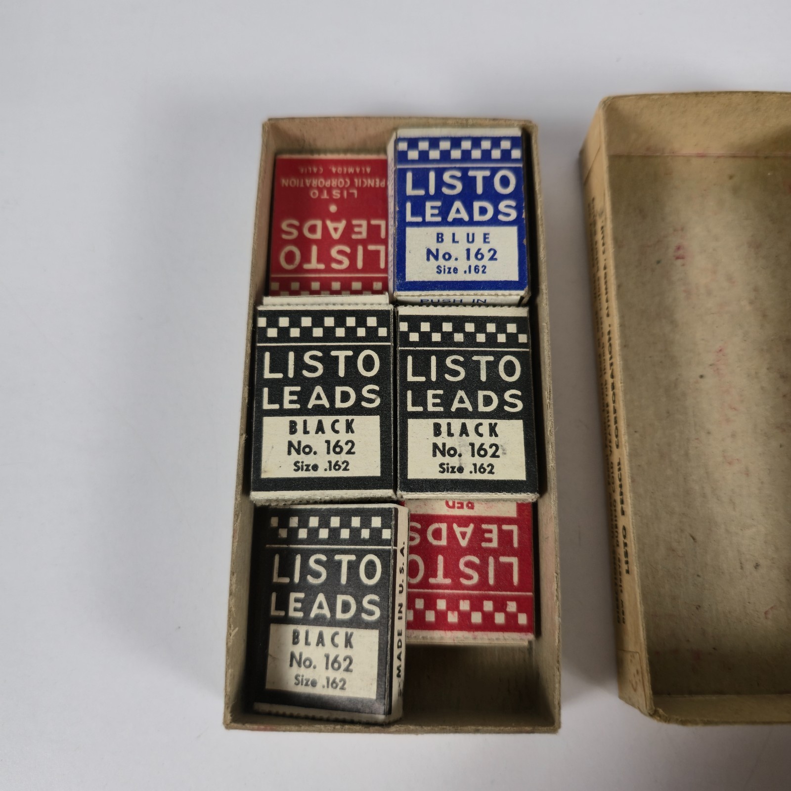 Vintage Listo Marking Leads No. 162 Black &Red 8 Packs In Box For #1620