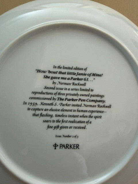 Norman Rockwell 10″ Ltd. Ed. Parker 61 Gift for Dad Collectible Plate & Stand