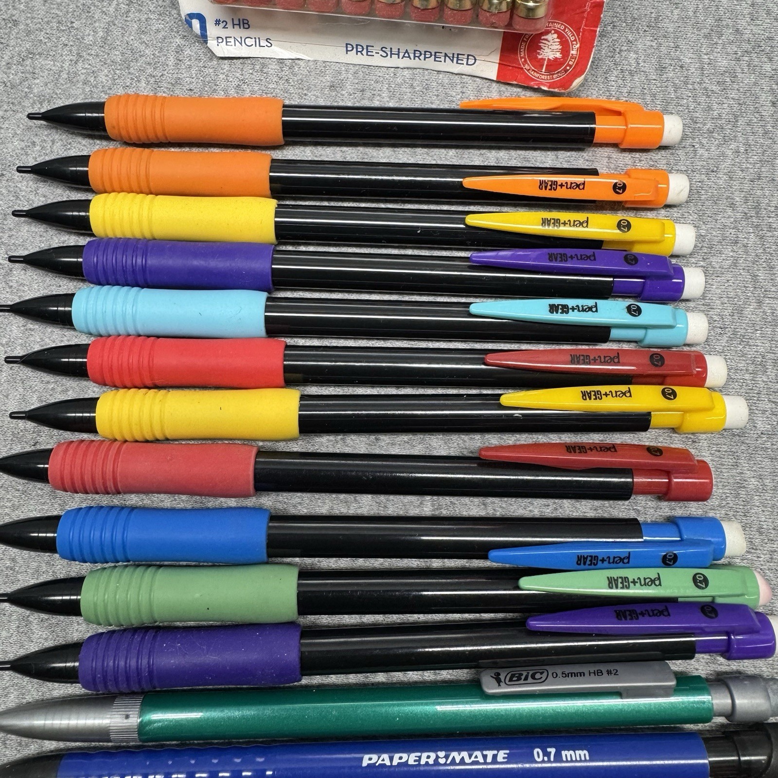 Lot Of 22 Mechanical Pencils 1 Eraser & 7 Lead Packs Pen+gear Paper Mate Bic